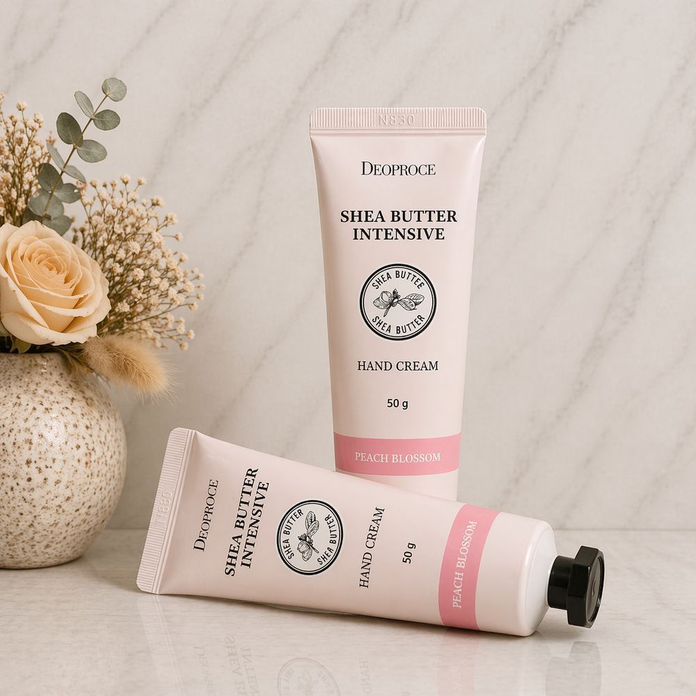 Крем для рук з ароматом квітучого персика Deoproce Shea Butter Intensive Hand Cream Peach Blossom 2598073181 фото