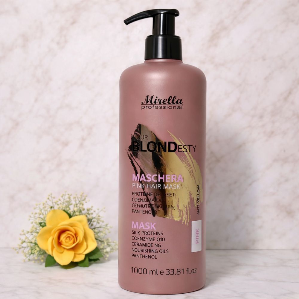 Тонирующая маска для теплых розовых оттенков блонд Mirella Professional Your Blondesty Pink Hair Mask 1000 мл 2931546106 фото