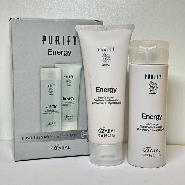 Дорожный набор для ежедневного использования с ментолом Kaaral Purify Energy (шампунь 100 мл + кондиционер 75 мл) 2904422757 фото