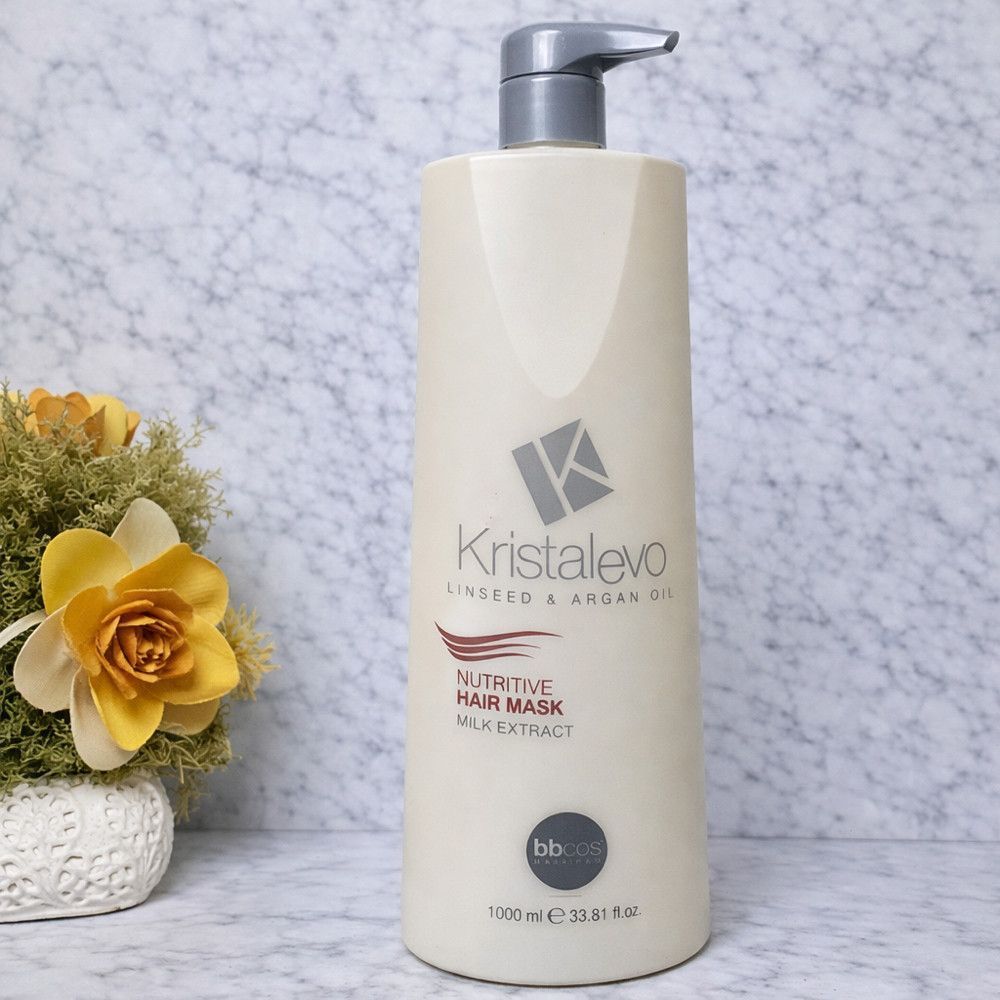 Маска для фарбованого сухого волосся з лляним насінням BBcos Kristal Evo Nutritive Hair Mask 1000 мл 1125394598 фото
