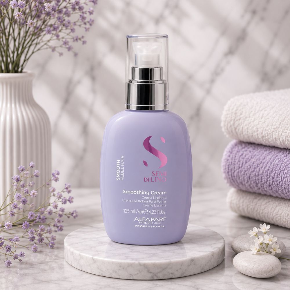 Термозахисний крем для неслухняного та кучерявого волосся Alfaparf Semi di Lino Smooth Smoothing Cream 125 мл 3128668689 фото