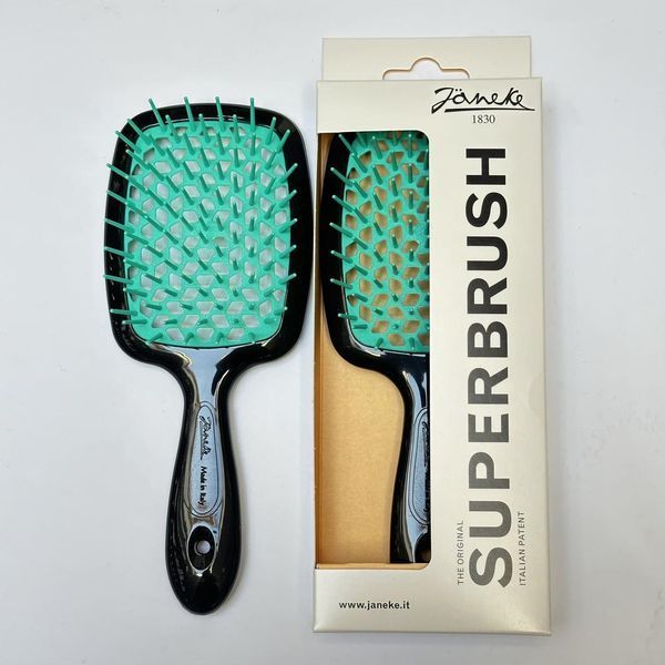 Оригінальна щітка для волосся Janeke Superbrush чорна з бірюзовим 2937746579 фото