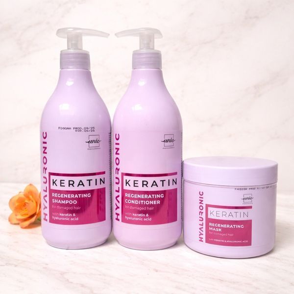 Відновлювальний набір з кератином для пошкодженого волосся &mdash; Keratin Hyaluronic (шампунь + кондиціонер + маска) 500 мл 2697001584 фото