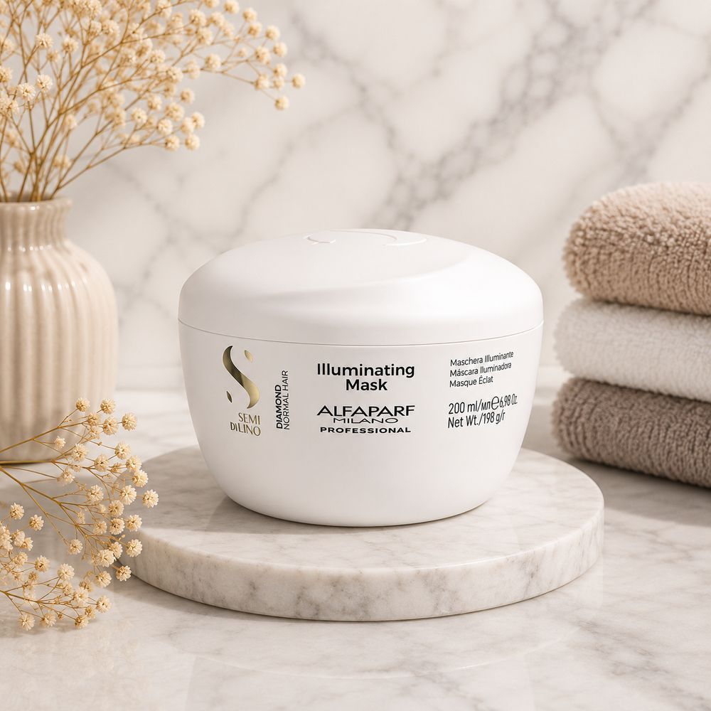 Маска для блеска волос с микрокристалами Alfaparf Milano Semi Di Lino Diamond Illuminating Mask 200 мл 3129717098 фото