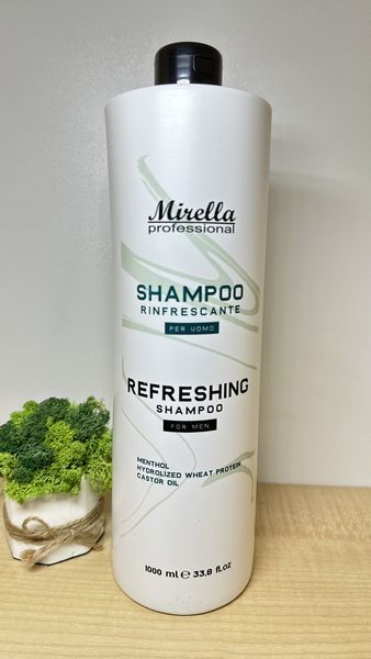 Освежающий мужской шампунь с ментолом и касторовым маслом Mirella Professional Shampoo,1000 мл 1652344943 фото