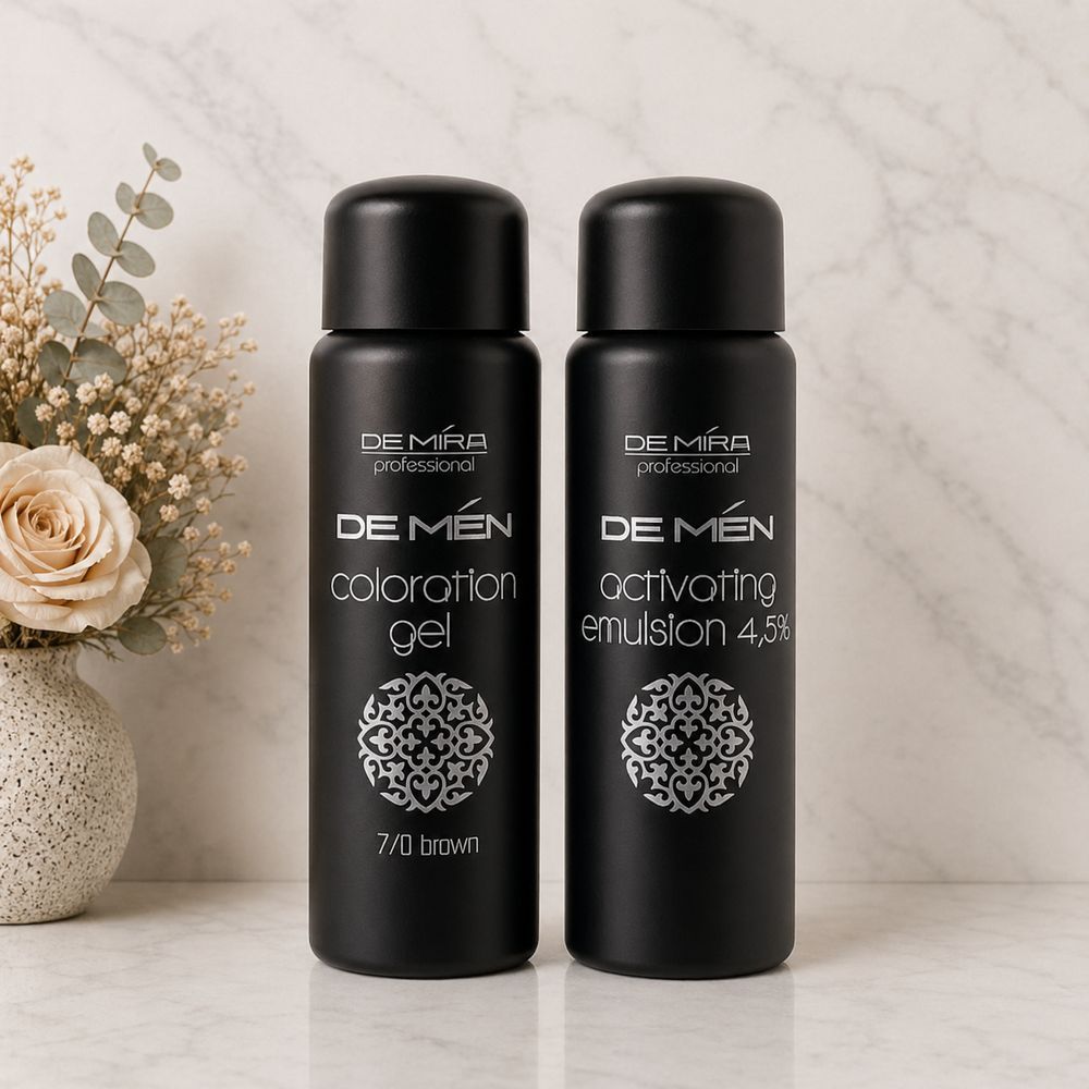 Система для камуфляжу сивини волосся і бороди, чоловіча - DeMira Professional DeMen Barber Color Ammonia-Free 7/0 русявий 1889578 фото