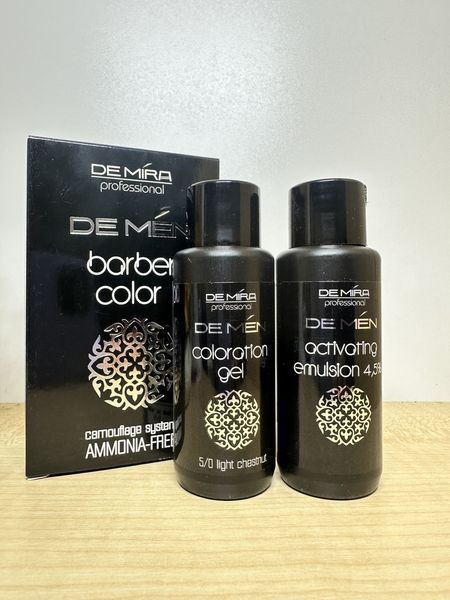 Система для камуфляжу сивини волосся і бороди, чоловіча - DeMira Professional DeMen Barber Color Ammonia-Free 7/0 русявий 1889578 фото