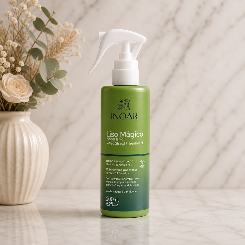 Термозащита для волос Экстракт Арганы и Жасмина, Inoar Liso Magico Progressivo Fluido, 200 ml 2472497746 фото
