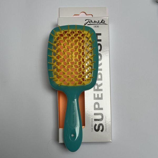 Оригінальна щітка для волосся синя з жовтим Janeke Superbrush Super Brush Оригінал Standart 2701834230 фото