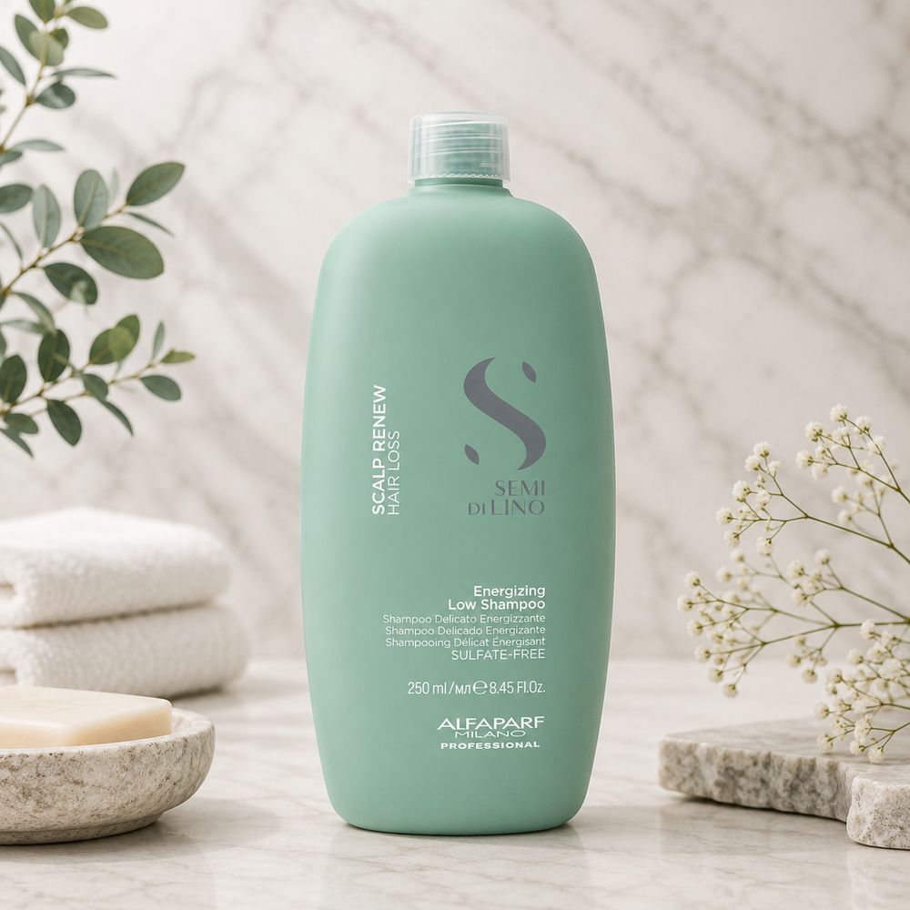 Восстанавливающий шампунь для укрепления волос Alfaparf Semi Di Lino Scalp Renew Energizing Low Shampoo 1000 мл 3127484547 фото