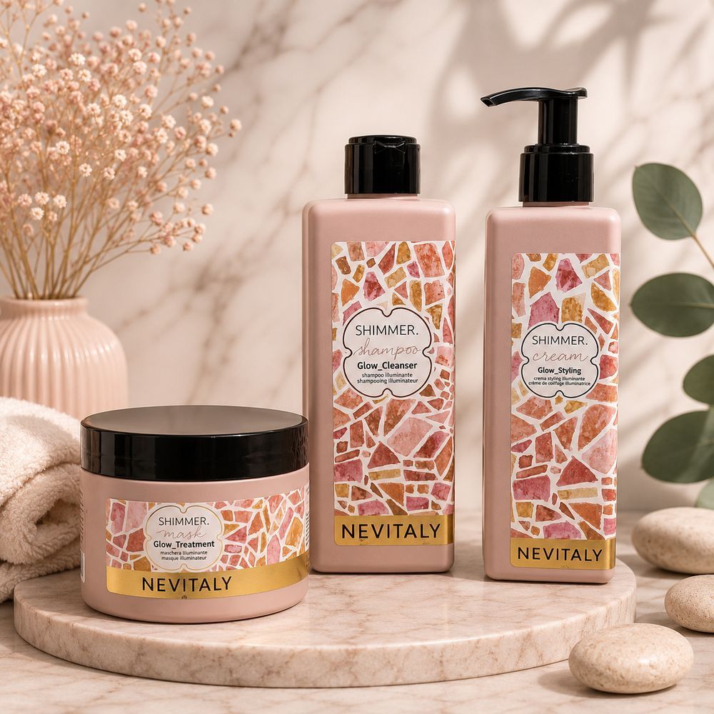 Набір для гладкості та блиску волосся Nevitaly Shimmer Glow шампунь 250 мл/маска 250 мл/крем 150 мл 3140858780 фото