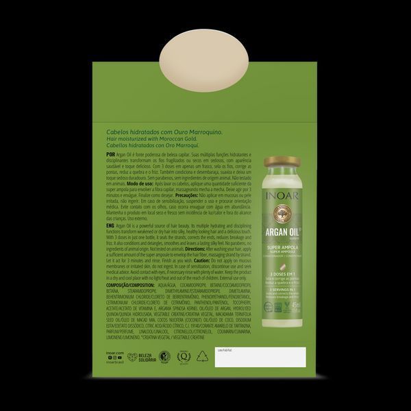 Ампула-інтенсив для відновлення та блиску волосся Inoar Argan Oil Ampola, 45 мл 2600701251 фото