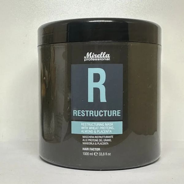 Маска для восстановления всех типов волос с маслом ши и миндаля Mirella Restructure 1000 ml 2827200576 фото