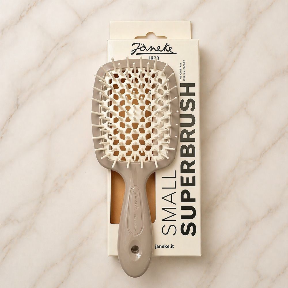 Оригинальная щетка для волос Janeke Small Superbrush бежевая с белым (маленькая) 2873191247 фото